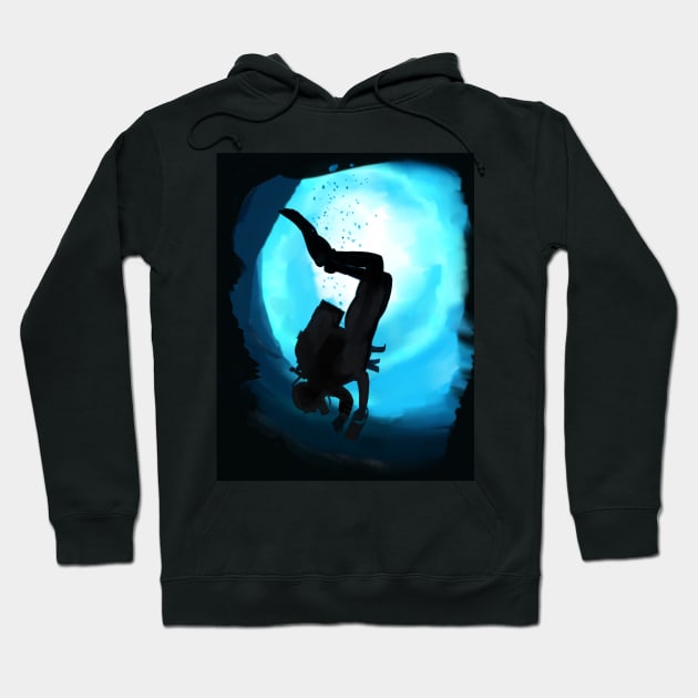 Deep Blue Diver Hoodie by laceylschmidt